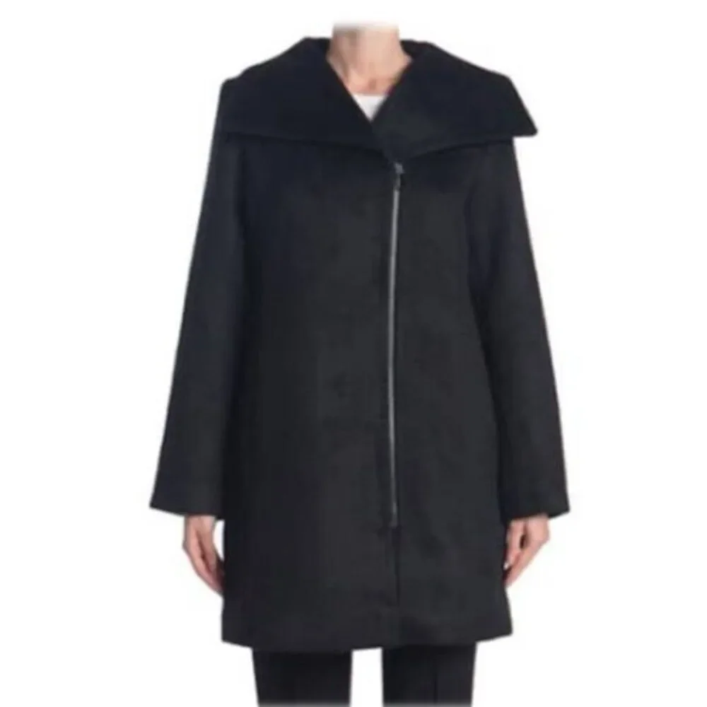 Halogen Asymmetrical‎ Front Zip Moto Style Coat Soft Wool Blend Jacket